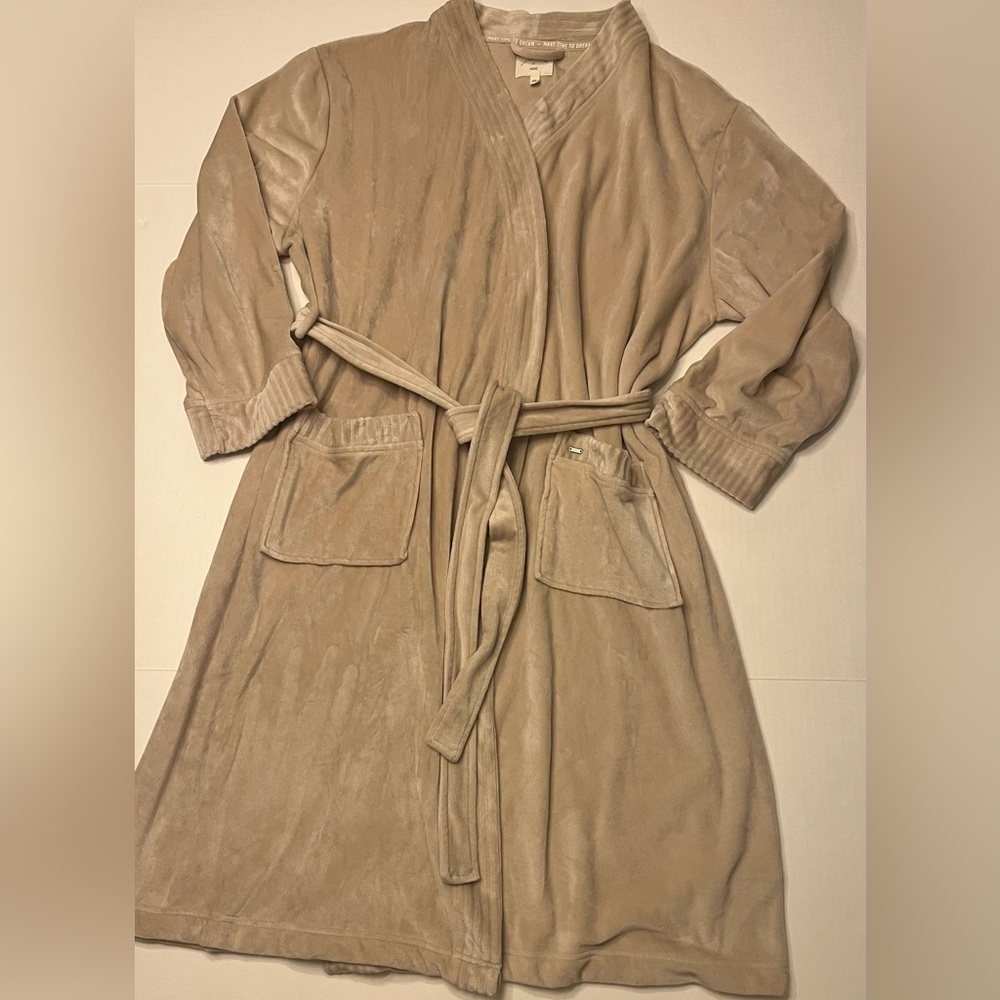 NEXT Women’s Beige Velour Velvet Belted Soft Dressing Gown bathrobe Kimono L